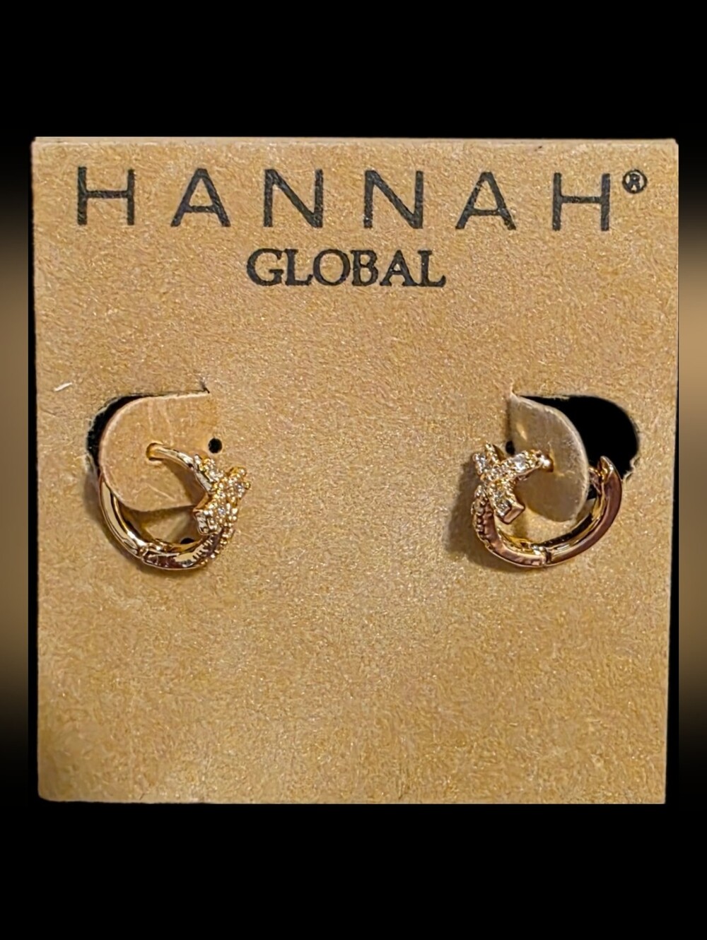 Small Rhinestone Cross Hoop Earrings